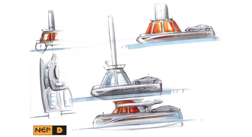 Sketch-1 Solar Catamaran.