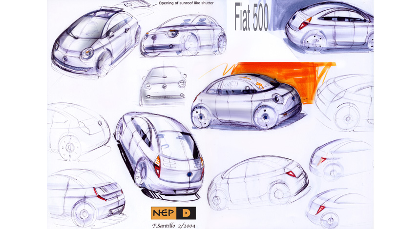 Sketches 1 for Fiat 500.