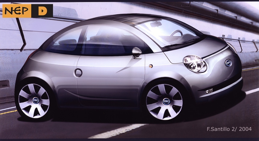 Front 3Q rendering for Fiat 500.