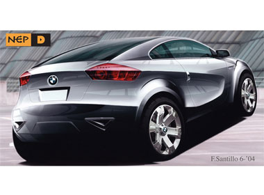 Rear 3Q view rendering BMW X1 coupe